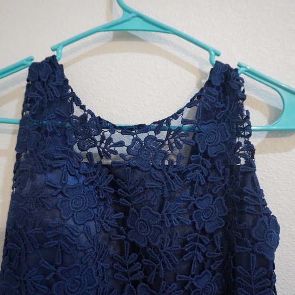 Girls (Juniors) Formal Blue Lace Dress - Size 12 - Picture 4 of 11
